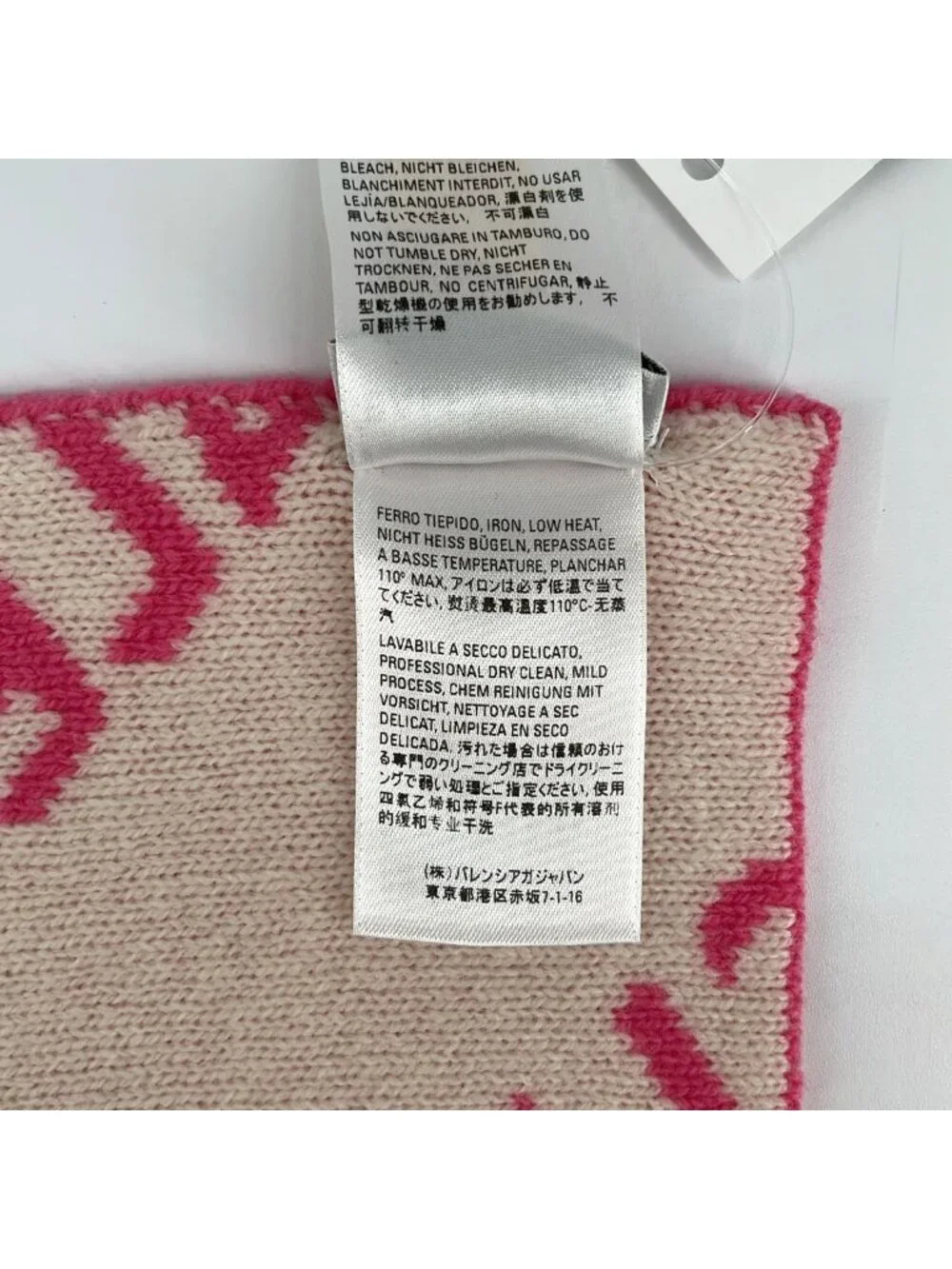Balenciaga Wool All Logo Scarf Shawl Pink White - Picture 5 of 6